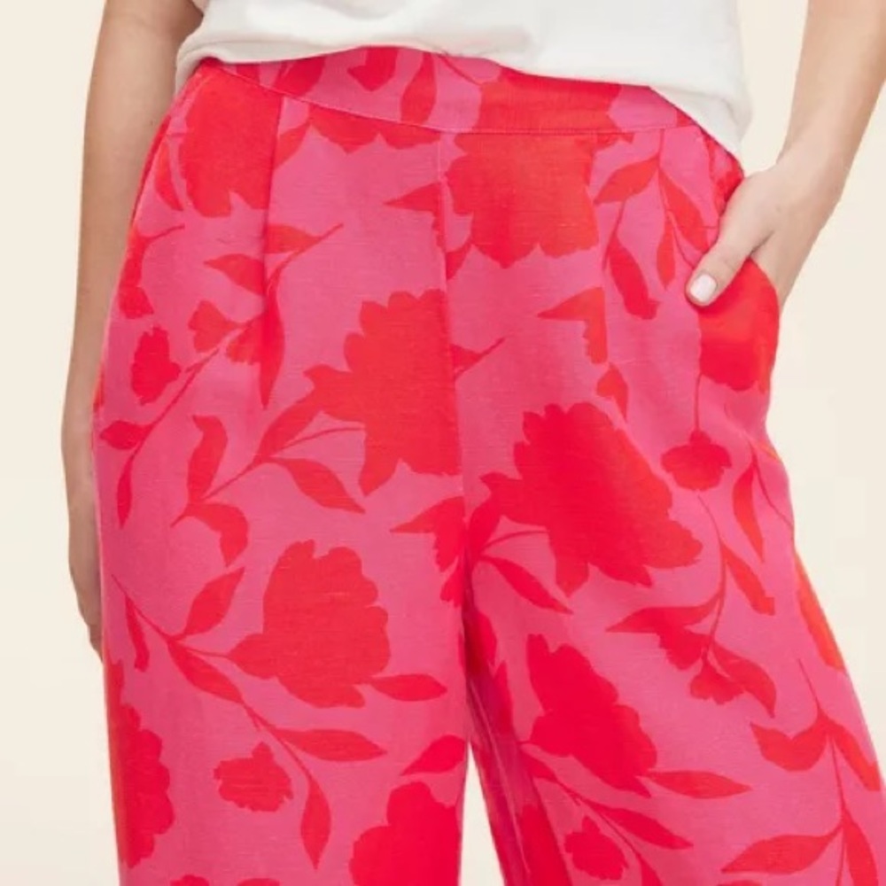 Kate Spade Target Classic Rose High-Rise Linen Trousers Pink/Red